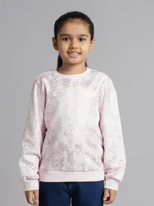 Ed-a-Mamma Girls Abstract Printed Round Neck Cotton Looper Pullover Sweatshirt