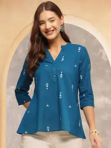 Anouk Rustic Women Conversational Printed V-Neck Cotton Top