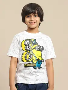 Kids Ville Boys Minions Graphic Printed Pure Cotton Tshirt