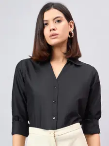 Style Quotient Women Smart Spread Collar Solid Polycotton Formal Shirt