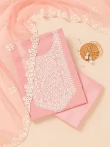 Koskii Floral Embroidered Unstitched Dress Material