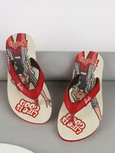 Kids Ville Girls Barbie Printed Thong Flip Flops