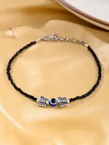 Silvermerc Designs Silver-Plated Evil Eye Beaded Anklet
