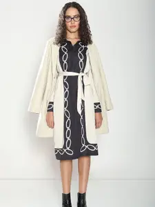 Vero Moda Women Printed Shirt Collar Cuffed Sleeves A-Line Dress