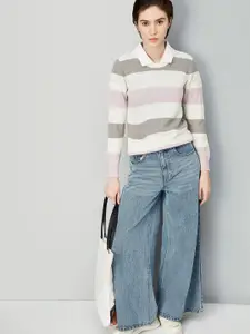 max Women Striped Pullover Sweater