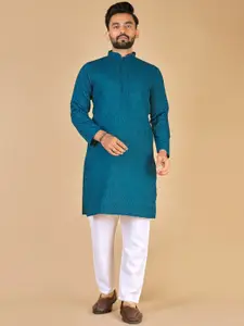 Zurika Fashion Men Pure Cotton Chikankari Embroidered Kurtas