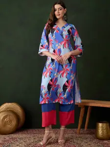 Sangria Women Floral Printed Straight Kurtas
