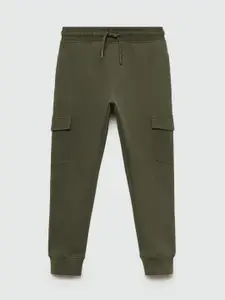 Mango Kids Boys Cotton Mid-Rise Cargo Style Joggers