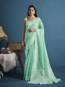 elora Woven Design Chikankari Linen Blend Designer Saree