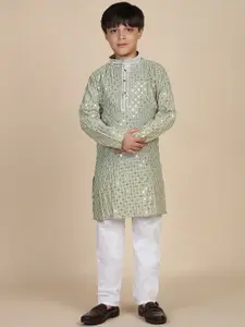 Pro-Ethic STYLE DEVELOPER Boys Embroidered Regular Sequinned Kurta with Pyjamas