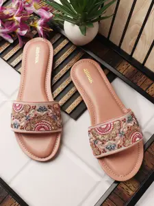 Anouk Women Ethnic Open Toe Flats with Embroidered