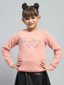 Monte Carlo Girls Embroidered Round Neck Cotton Sweatshirt