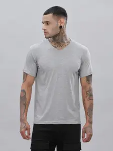 ADRO Men Solid V-Neck Cotton T-shirt
