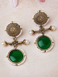 KARATCART Gold-Plated Contemporary Kundan Stone Drop Earrings