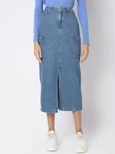 Vero Moda Women Pure Cotton Pencil Midi Skirt