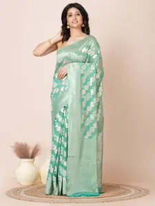 Laa Calcutta Floral Zari Organza Banarasi Saree