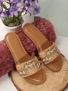 Anouk Women Ethnic Round Toe Open Toe Flats with Embroidered