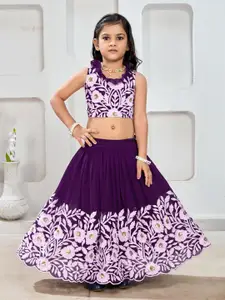 BAESD Girls Embroidered Thread Work Ready to Wear Lehenga &