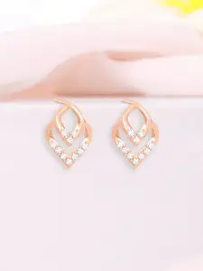 Zavya 925 Sterling Silver Rose Gold-Plated Cubic Zirconia Studs