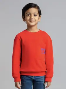 Ed-a-Mamma Boys Typography Printed Round Neck Cotton Looper Pullover Sweatshirt