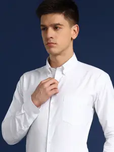 Hancock Men Slim Fit Oxford Pure Cotton Button Down Collar Formal Shirt