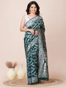 Laa Calcutta Floral Zari Silk Blend Banarasi Saree