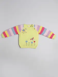 Ed-a-Mamma Baby Girls Colourblocked Embroidered Printed Pullover