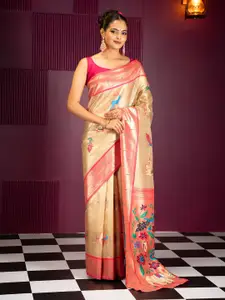 MIMOSA Women Woven Design Zari Banarasi Saree
