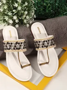 Anouk Women Woven Design Open Toe Flats