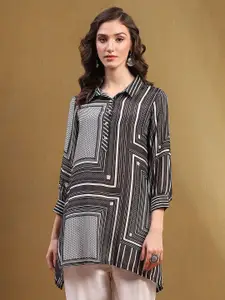 Biba Women Abstract Printed Shirt Collar Top