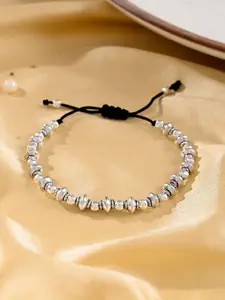 Silvermerc Designs Silver-Plated Stone Studded & Beaded Evil Eye Single Anklet