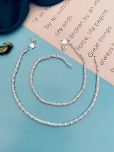 Sangria Set Of 2 Silver-Plated Anklets