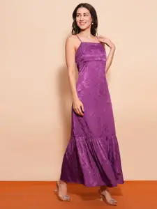 Globus Self Design Satin A-Line Maxi Dress