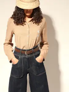 Vero Moda Women Spread Collar Solid Cotton Casual Shirt