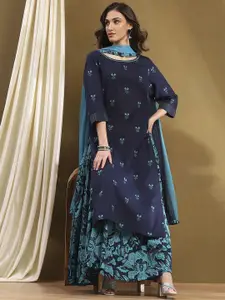 Biba Women Pure Cotton Kurta with Skirt & With Dupatta