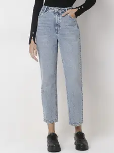 Vero Moda Women High-Rise Light Fade Mom Fit Stretchable Jeans
