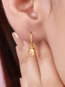 Zavya 925 Sterling Silver Gold-Plated Cubic Zirconia Hoop Earrings