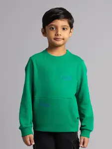 Ed-a-Mamma Boys Typography Printed Round Neck Cotton Looper Pullover Sweatshirt