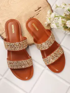 Anouk Women Embellished Ethnic Open Toe Flats with Embroidered