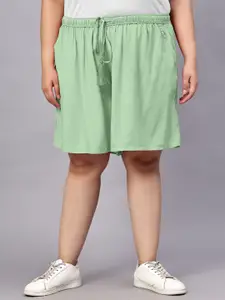 Indietoga Women Solid Plus Size Mid-rise Shorts