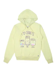 Gini and Jony Girls Graphic Printed Hooded Cotton Sweatshirt