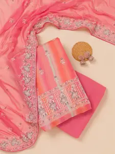 Koskii Floral Embroidered Unstitched Dress Material