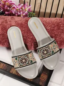Anouk Women Ethnic Open Toe Flats with Embroidered