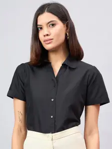 Style Quotient Women Smart Spread Collar Solid Polycotton Formal Shirt