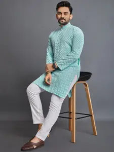 Zurika Fashion Men Pure Cotton Chikankari Embroidered Straight Kurta