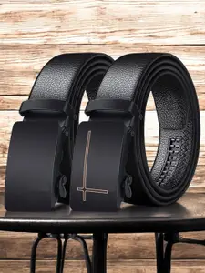 The Roadster Lifestyle Co Men Set Of 2 Textured Leather Formal Belts