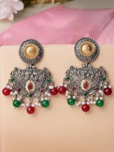 KARATCART Silver-Plated Oxidised Contemporary Drop Earrings