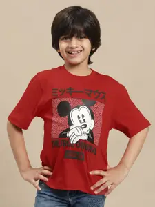 Kids Ville Boys Mickey & Friends Graphic Printed Round Neck Cotton T-shirt