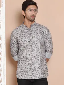 Anouk Men Geometric Printed Pure Cotton Short Kurta