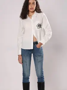 Vero Moda Women Spread Collar Solid Cotton Casual Shirt